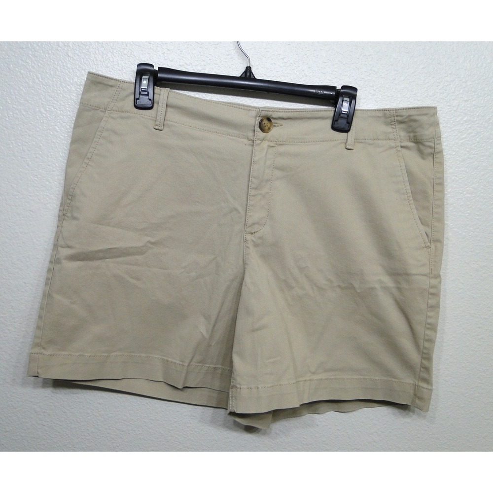 LOFT The Monroe 6 Inch Short Tan Khaki Mid Rise‎ Chino Shorts Womens Size 14 NEW